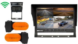 Furrion backup camera on display showing clear rear view for RV parking and driving safety