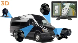 3D surround view camera system for black van.