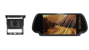7-inch rear view mirror monitor with 120-degree RV backup camera for improved reversing visibility and safer parking behind motorhomes and travel trailers