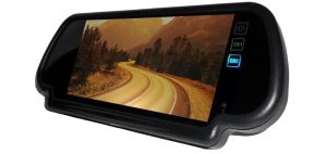 7-inch rear view mirror monitor with Bluetooth connectivity and wireless 120-degree RV backup camera for safer reversing and improved visibility behind motorhomes and trailers
