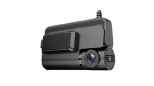 Compact dual-lens dash cam with rear-facing camera module