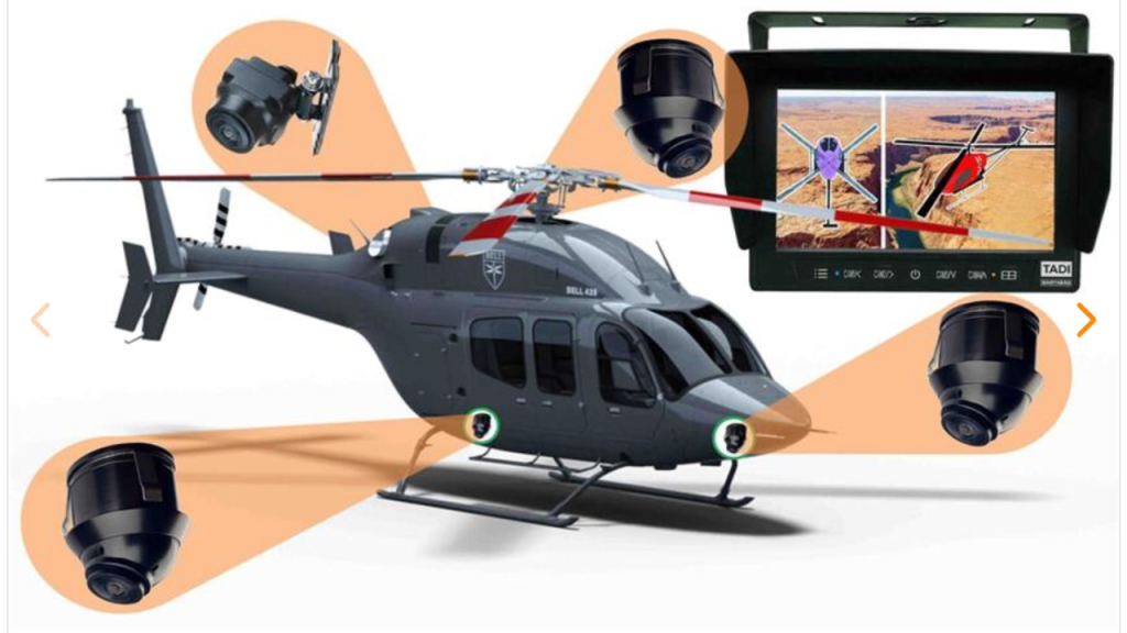 Helicopter multi-camera monitoring system with display
