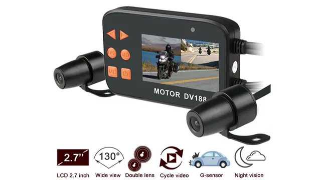 Motorcycle dual-lens dash cam with front and rear cameras