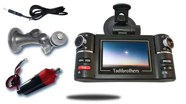 Tadibrothers dash cam with mount, cables, and accessories.