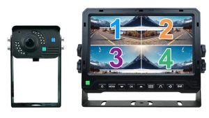 Single camera with four-way split-screen monitor display